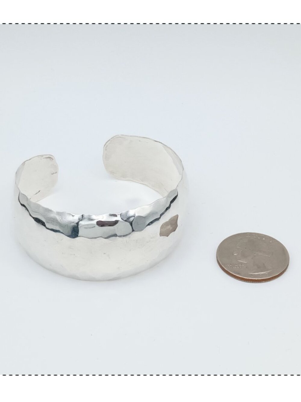 Vintage 925 Sterling Silver Hammered Wide Cuff Bracelet